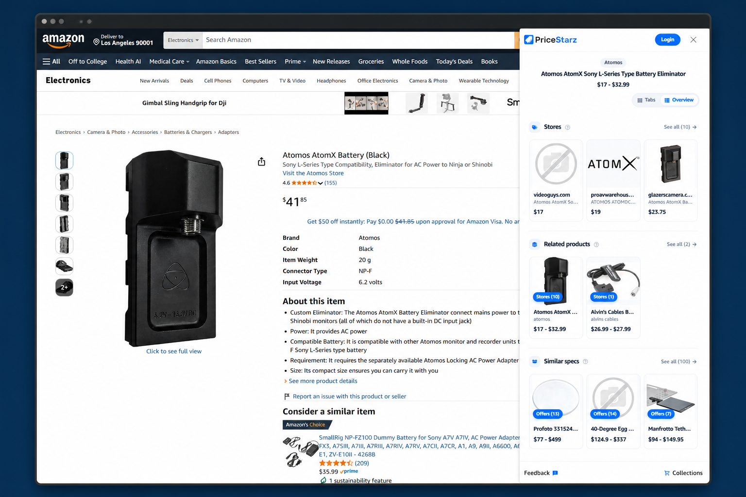 PriceStarz presents stores, related products, and similar specifications